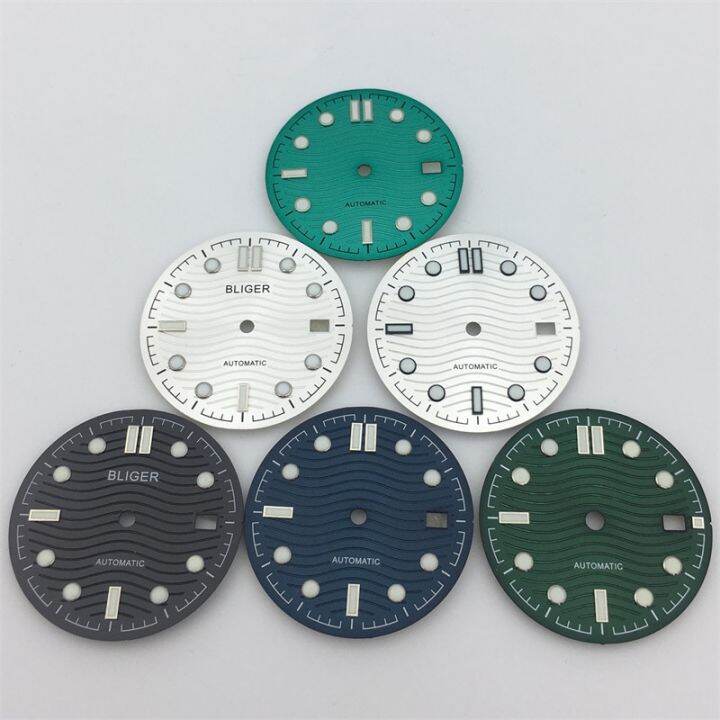 Bliger Mm Sterile Blue Black Silver Watch Dial Green Luminous