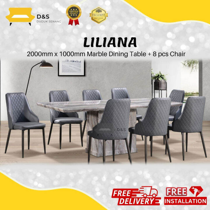 Liliana M X M Dining Marble Table With Chairs Set Marble Meja