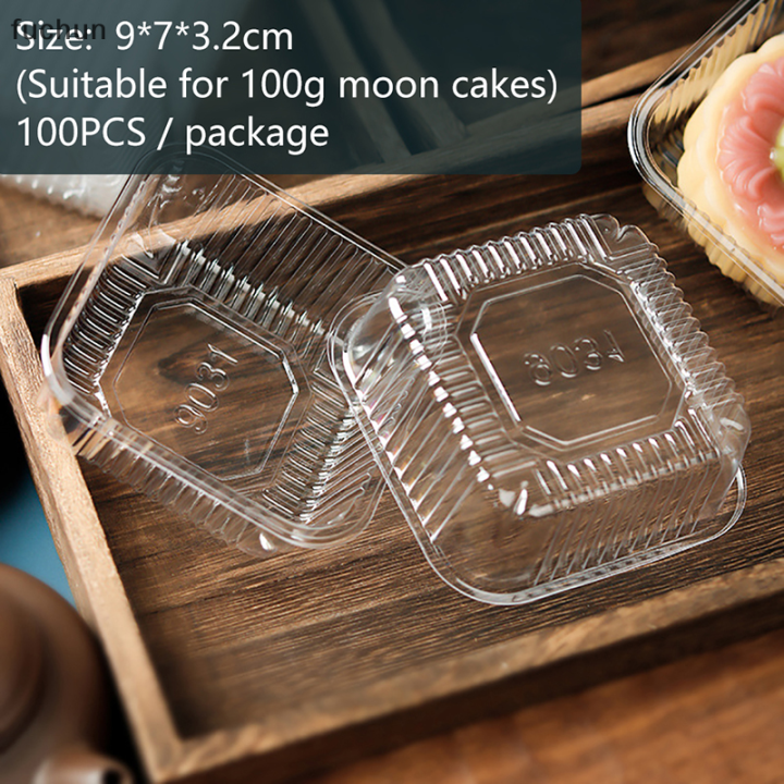 Fuchun 100pcs Square Moon Cake Trays Mooncake Packaging Box With