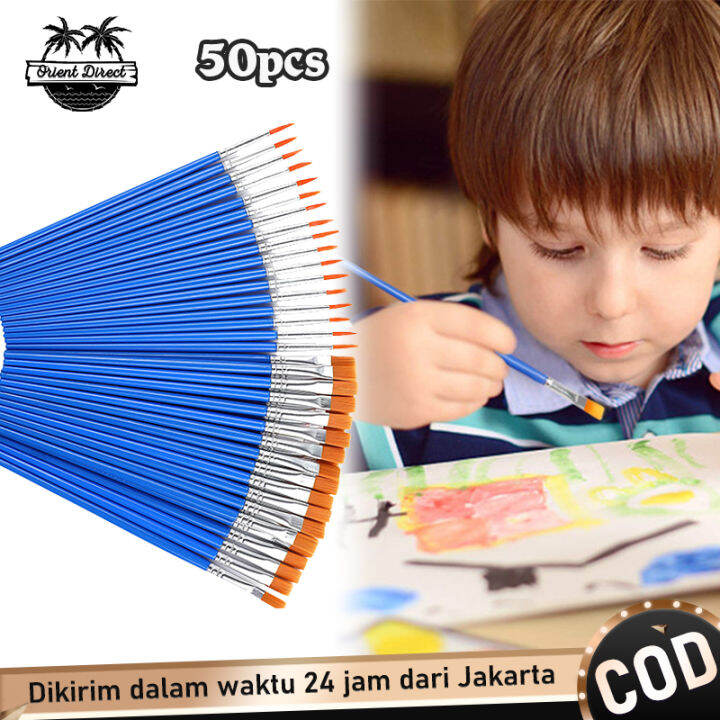 50pcs Kuas Lukis Set Paintbrush Paint Brushes Kuas Cat Minyak Dan Air