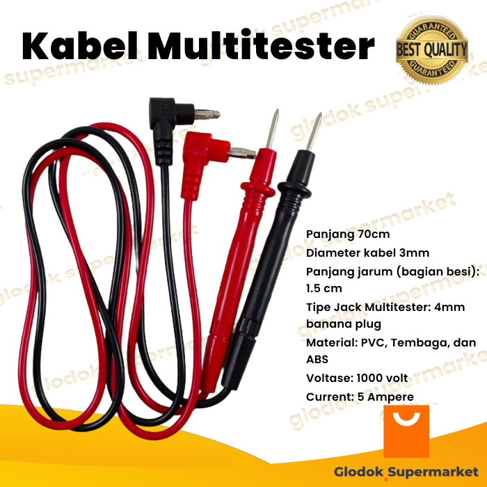 Kabel Multitester Multimeter 1000v Banana Plug Jarum Probe Tester