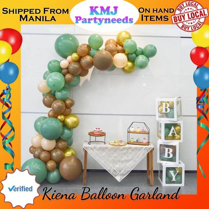 Kiena DIY Sage Green Balloon Garland Kit 150pcs Matte Green Nude