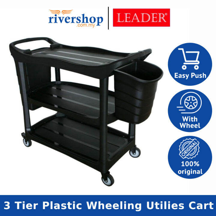 Leader Tier Plastic Wheeling Utilities Cart Trolley C W Buckets For