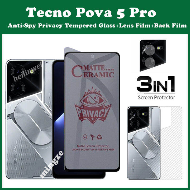 Tecno Pova 5 Pro Anti Spy Privacy Tempered Glass Tecno Pova 5 Ceramic