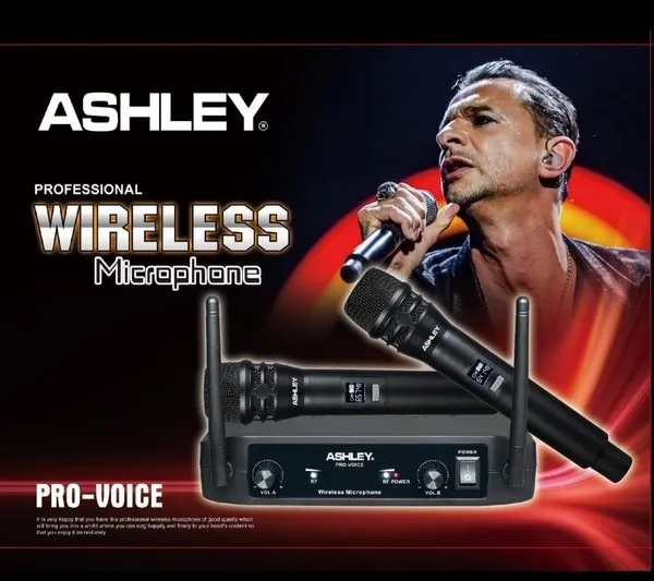 MICROPHONE WIRELESS ASHLEY PRO VOICE Isi 2 Mic Pegang Jarak 100 Meter