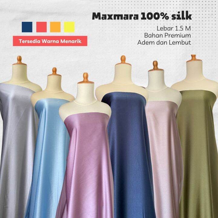 Bahan Kain Satin Maxxmaraa Pure Silk Original Warna Putih Tulang Dark