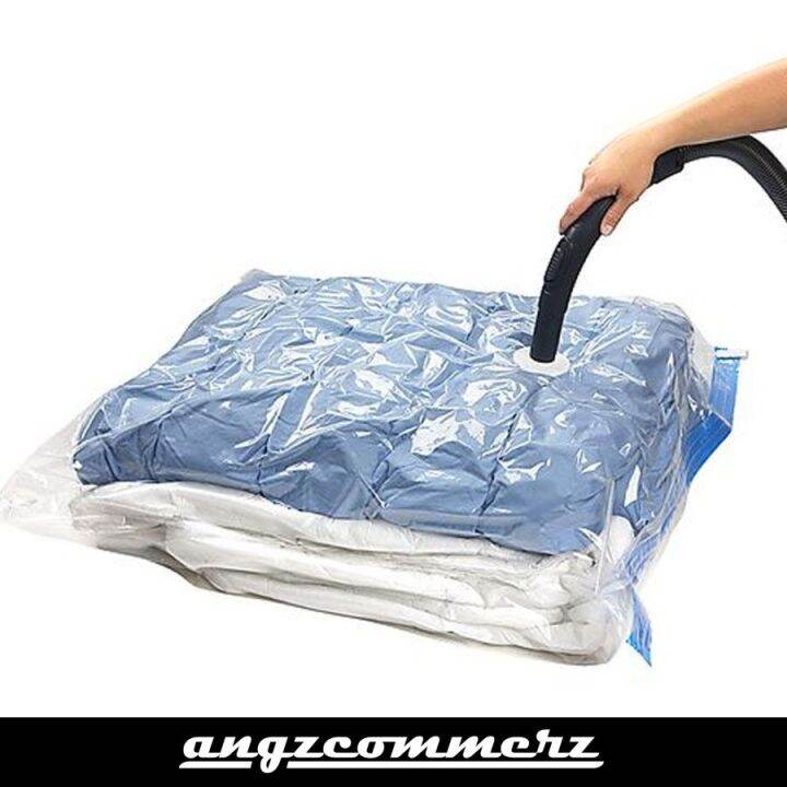 Kantong Baju Travel Vakum Tas Pakaian Press Vacuum Suction Bag Clear