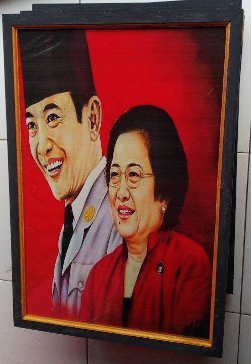 Lukisan Cetak Ir Soekarno Dan Megawati Plus Bingkai Ukuran