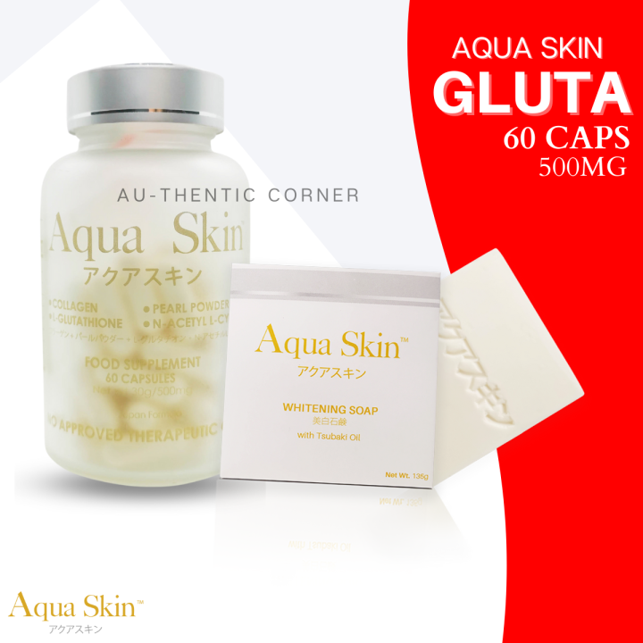 Aqua Skin Glutathione Gluta Caps Free Tsubaki Soaps Collagen Nac Gluta