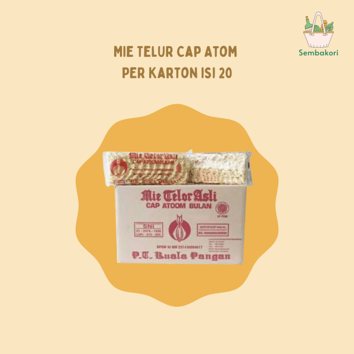 Mie Telor Telur Asli Cap Atom Atoom Bulan 1 Karton Dus Isi 20