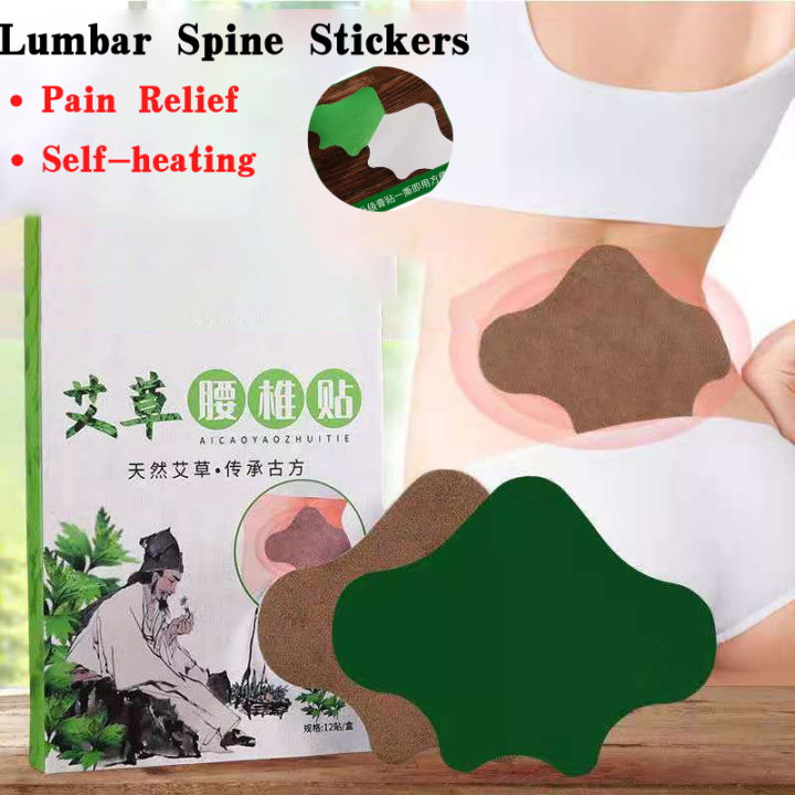 12Pcs Lumbar Spine Stickers Wormwood Lumbar Patch Self Heating Plaster