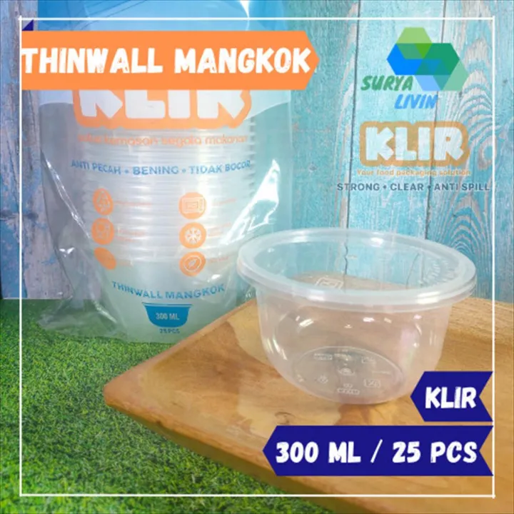 Thinwall Bulat Mangkok Bowl Plastik Makan 300 Ml Klir Lazada