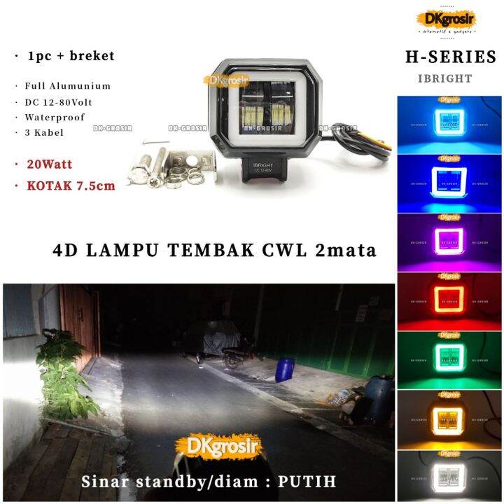 Lampu Tembak Sorot Putih LED CWL 2 Mata Lensa 4D 20watt Cree Model AE