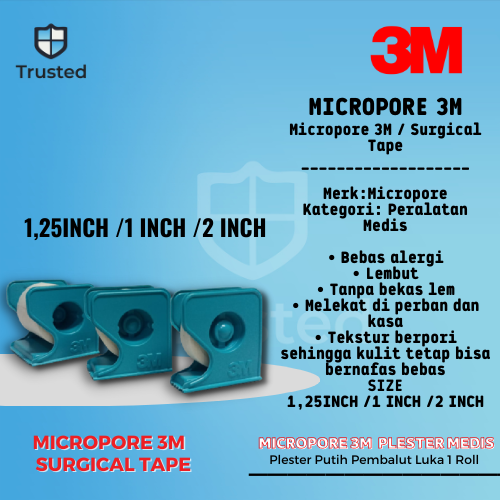 Micropore 3M Surgical Tape Plester Putih Pembalut Luka 1 Roll