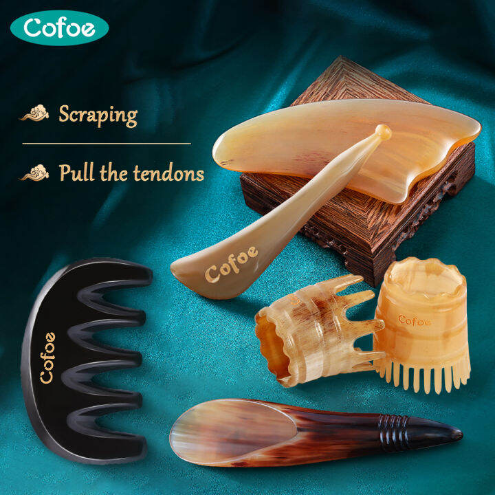 Cofoe OX Horn Guasha Scraping Board Anti Wrinkle Tendon Stick Gua Sha