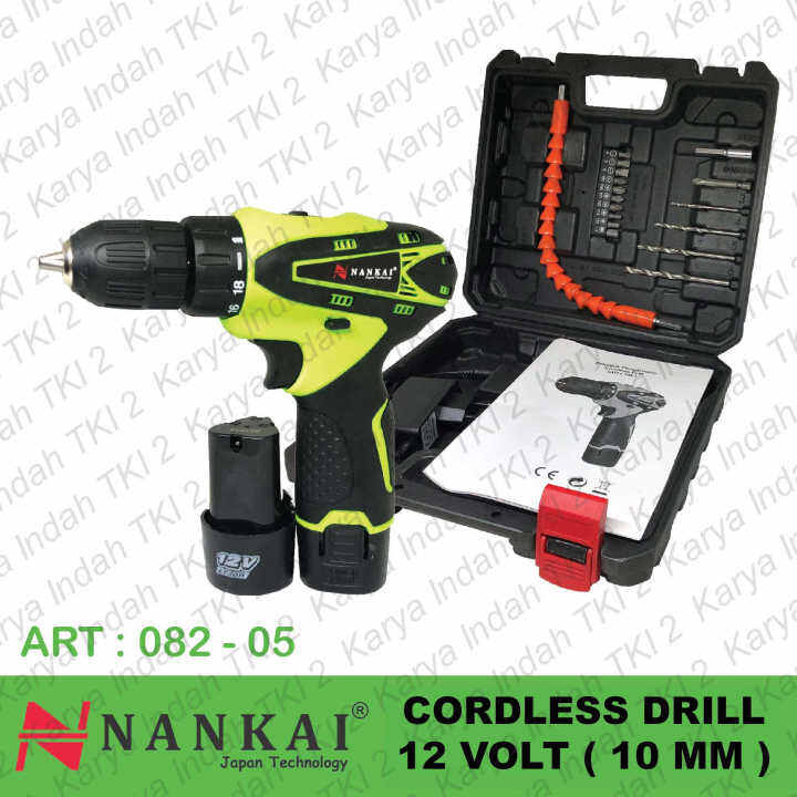 Cordless Drill Volt Nankai Mesin Bor Baterai V Art Mm