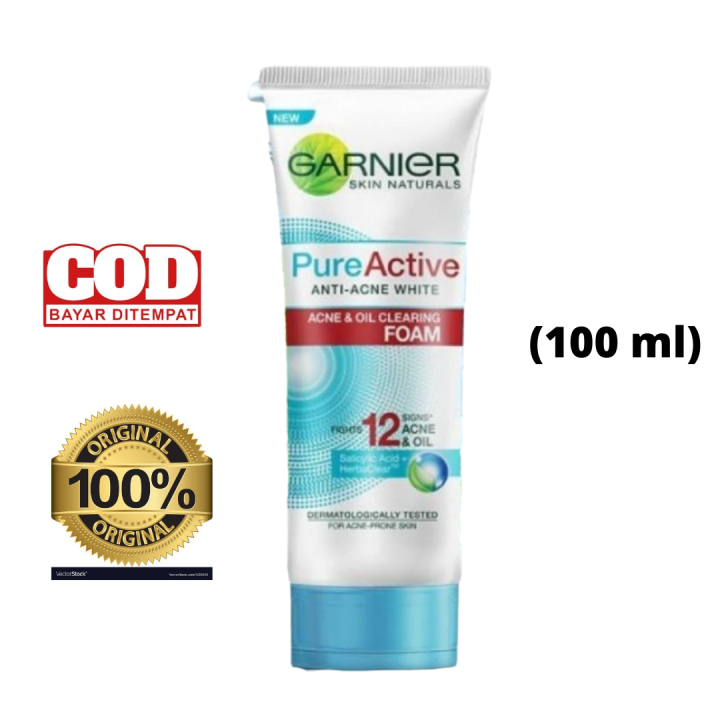 Garnier Pure Active Anti Acne White Facial Foam Garnier Pembersih Muka