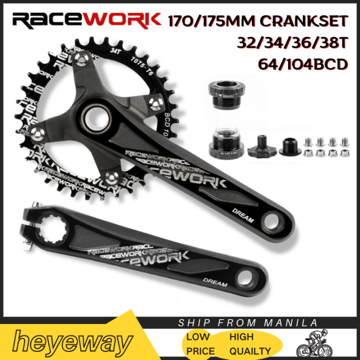 RACEWORK DREAM Hollowtech Crankset 170 175MM Crank Set 104BCD 32 34 36