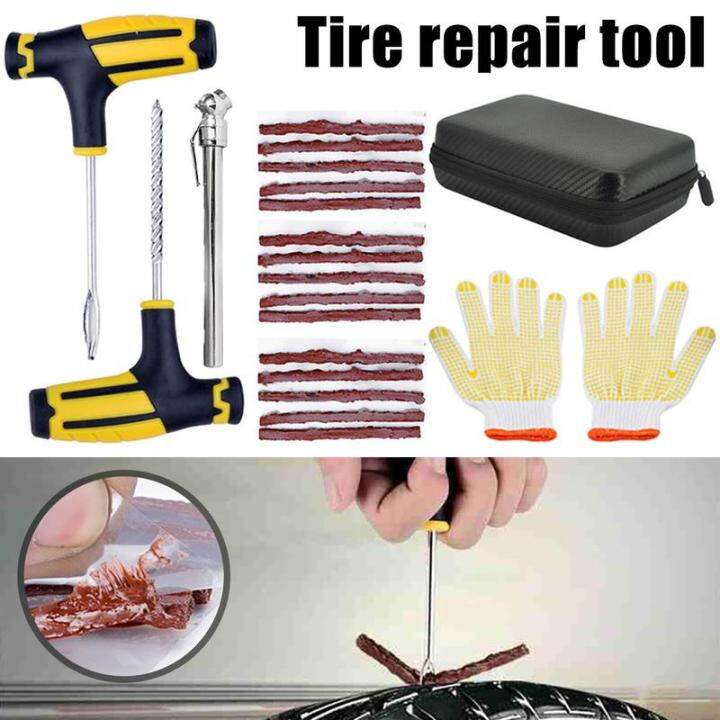 Tubeless Tyre Puncture Repair Kit Tool Auto Tire Plug Kit With 15