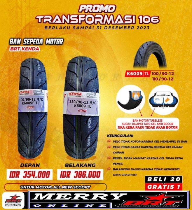 Ban Motor Kenda BRT RING 12 K6009 TUBELESS Lazada Indonesia