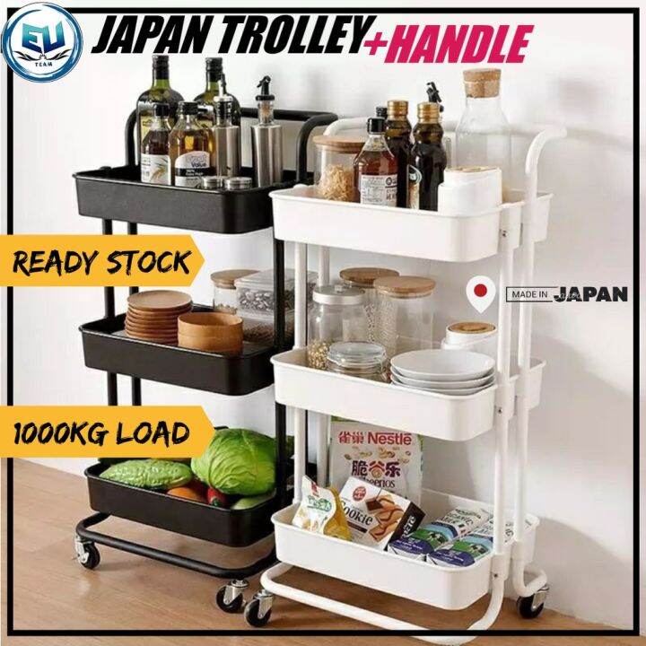 READY STOCKJAPAN 3 Tier Trolley Living Room Kitchen Trolley Storage