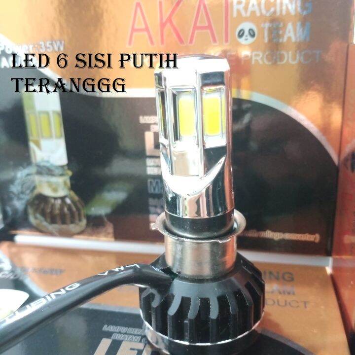 Lampu Utama Motor AKAI Racing Bohlam LED 6 Sisi Putih Dan LED H6 2 Sisi