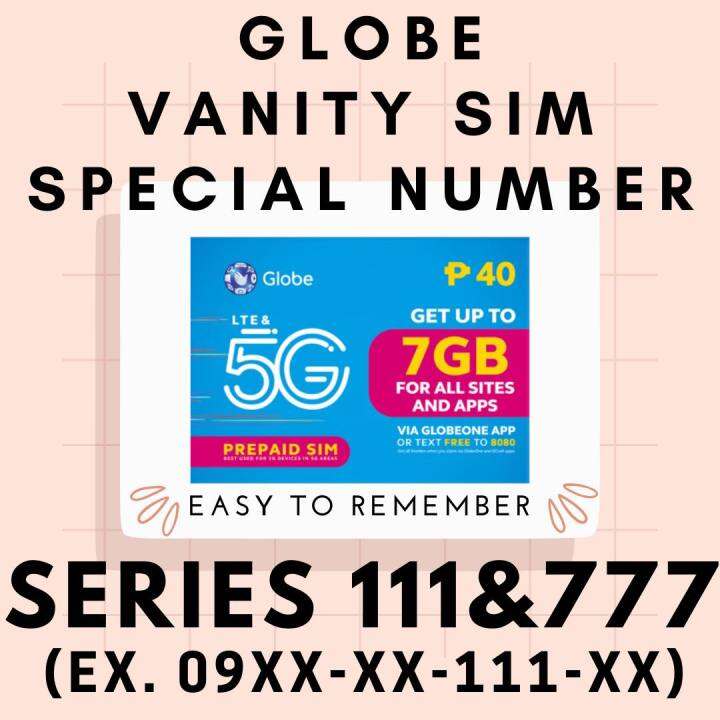 Ex 09XX XX 999 XX GLOBE Vanity Sim Special Number Tricut 5G Lazada PH