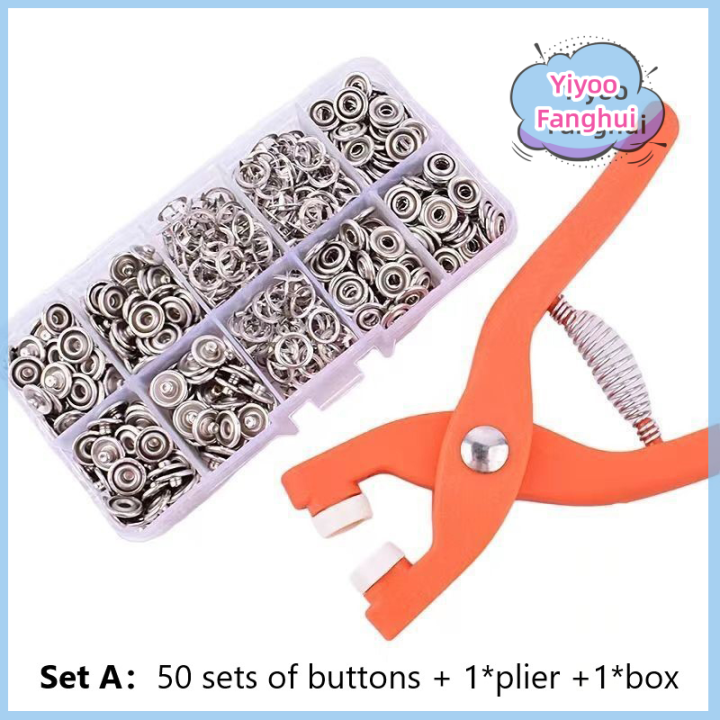 Yiyoo Snap Button Kit With Pliers Metal Press Studs Tool Kit Stainless