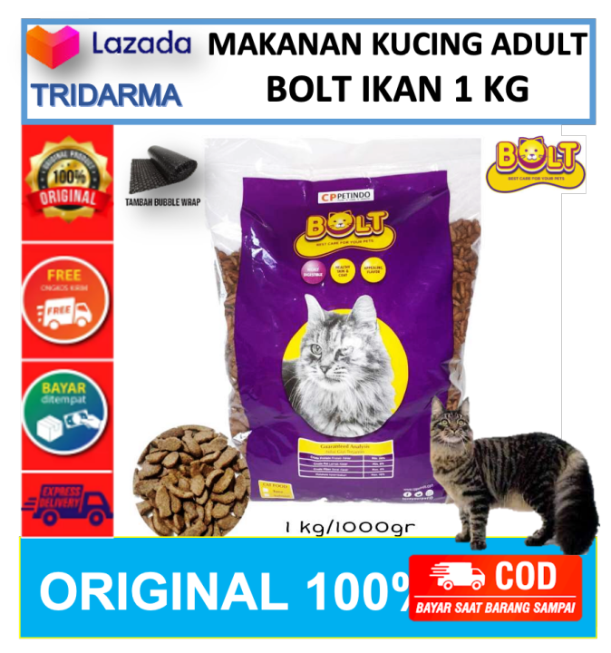 BOLT IKAN Rasa TUNA REPACK 1KG Makanan Kucing 1 KG BOLT Kibble Ikan