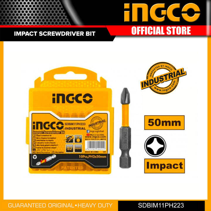 Ingco Pcs Industrial Impact Screwdriver Bit Set Steel Black Surface