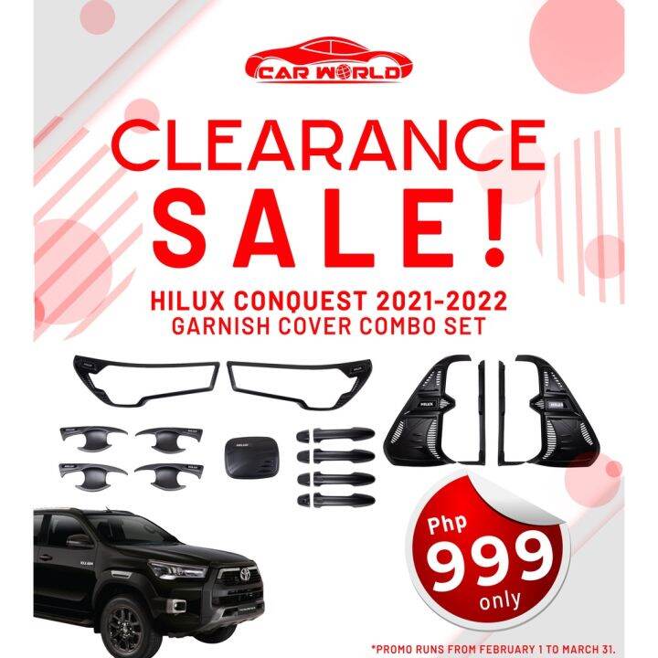 TOYOTA HILUX CONQUEST 2021 2023 HIGH END GARNISH COVER COMBO SET