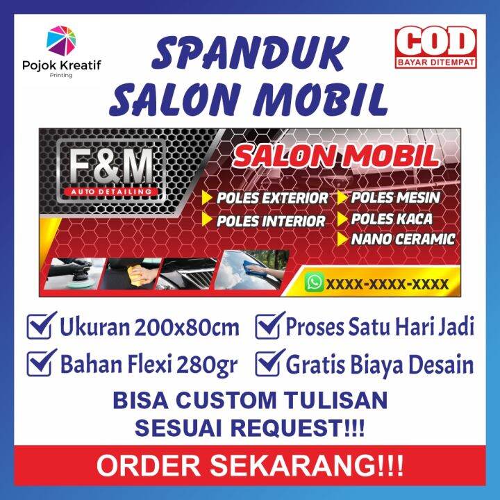 Spanduk Sepanduk Banner Baner Bener Usaha Salon Cuci Mobil Detailing