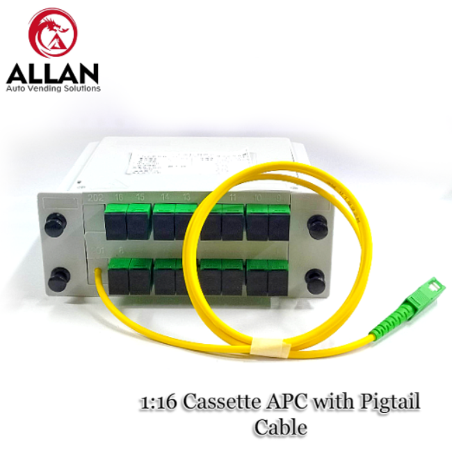 Allan 1 16 Cassette APC Fiber Optic Box Type With Cable Pigtail UPC