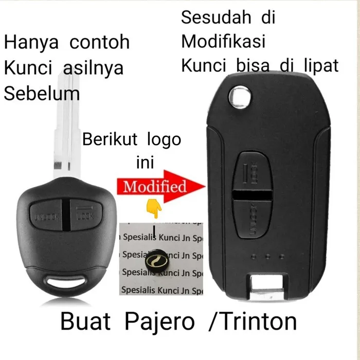 Flip Key Casing Kunci Lipat 2 Tombol Mobil Pajero Sport Triton Lazada