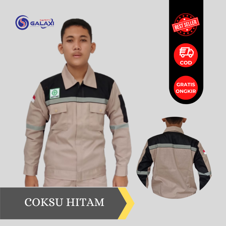 Wearpack Atasan Kemeja Baju Kerja Lapangan Warna Coksu Kombinasi Hitam