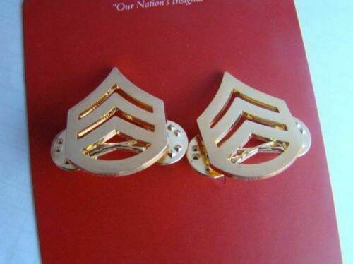 Tomwang2012 PAIR US USMC MARINE CORPS STAFF SERGEANT RANK METAL BADGE