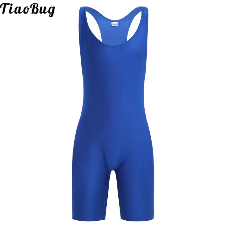 Tiaobug Summer Mens One Piece Sleeveless Swimming Jumpsuit Leotard