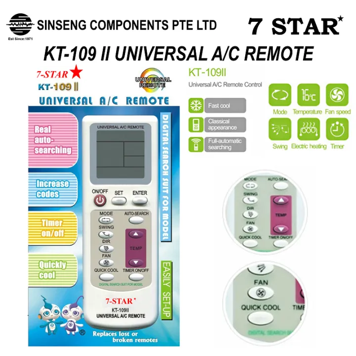 Sg Seller Kt Ii Universal Aircon Remote Control For All Air