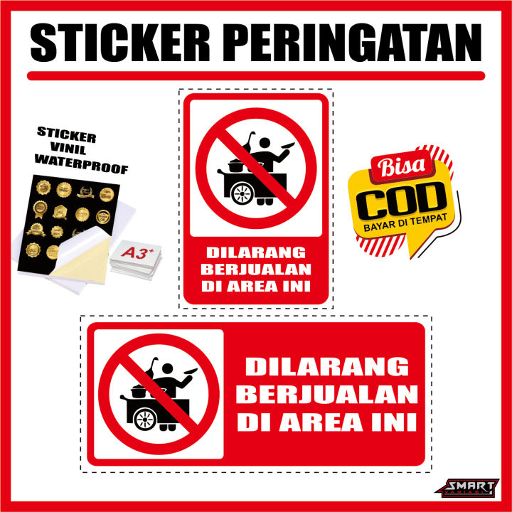 Stiker Tulisan Logo Rambu Dilarang Berjualan Di Area Ini Sticker