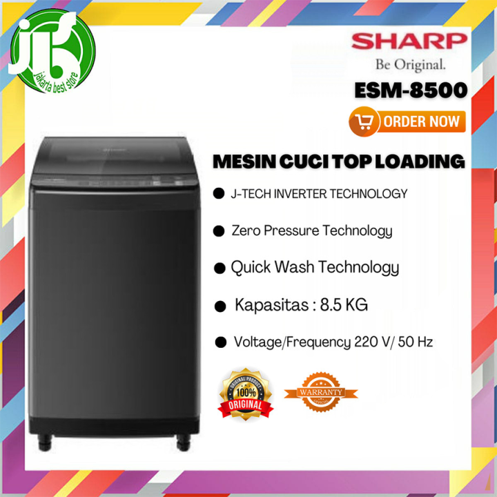 SHARP MESIN CUCI 1 TABUNG TOP LOADING ESM 8500 INVERTER Lazada