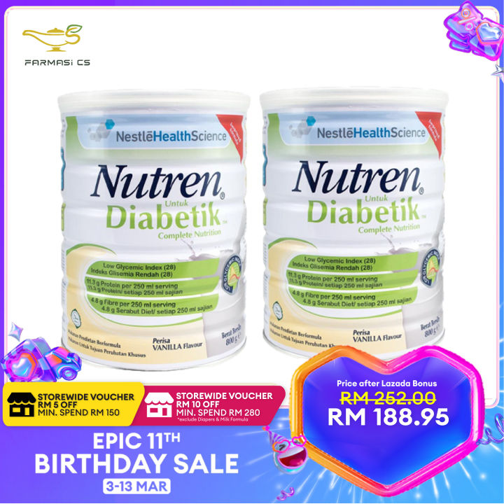 Nestle Nutren Diabetik Complete Nutrition 800g X 2 Tins TWIN PACK EXP