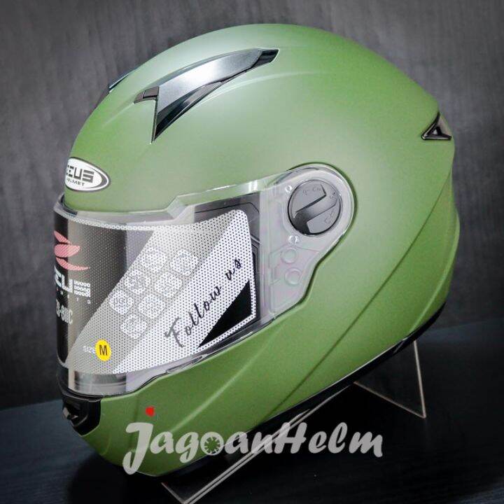 ZEUS HELM ZS811C FLAT SOLID FLAT GREEN ZS811 C FREE SMOKE VISOR