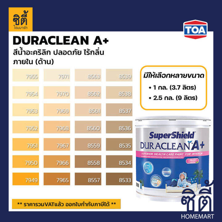 TOA Paint Duraclean A ดาน ภายใน 1กล 2 5กล เฉดส เหลอง ส