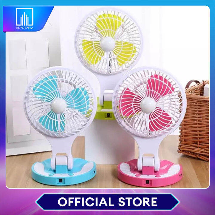 Home Zania Rechargeable Fan With Portable LED Light MINI Fan Assorted