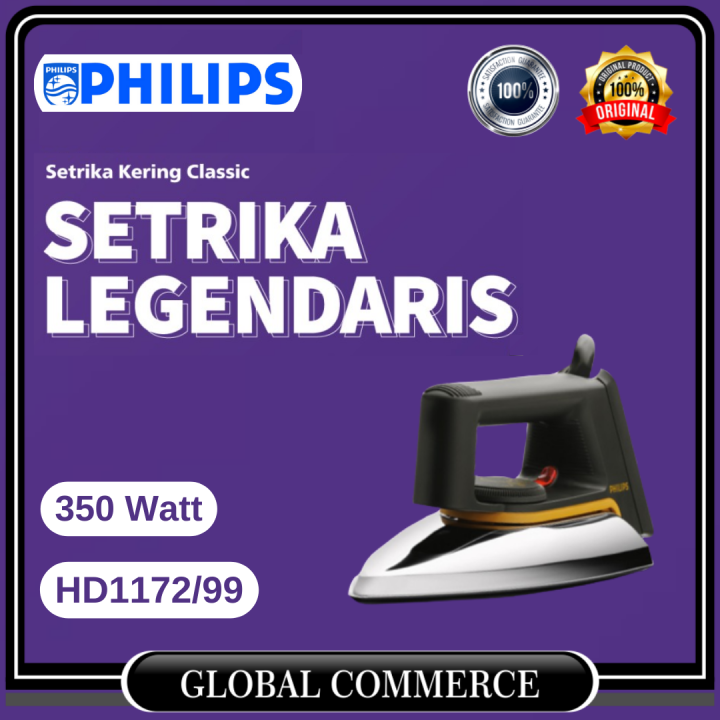 Philips Dry Iron HD1172 Ceramic Coating Setrika Philips HD 1172