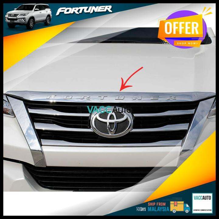 Toyota Fortuner Front Bonnet Chrome Bar Front Bonnet Hood Lip Grille