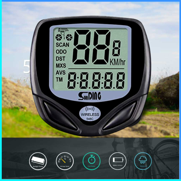 Cod Sunding Speedometer Sepeda Wireless Display Lcd Speedometer