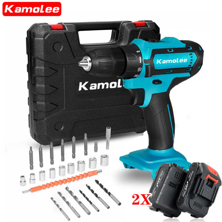 2x3 0Ah Baterai Kotak Alat Kamolee Tool 10mm Brushed 18V Mesin Bor