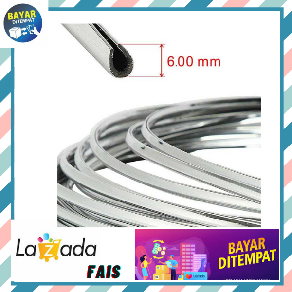 Lis Dekorasi Interior Mobil Moulding Chrome Trim Strip 4M C3578