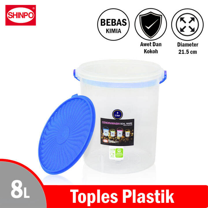 Shinpo Toples Plastik Dengan Tutup Dan Gagang Liter Sealware Jar